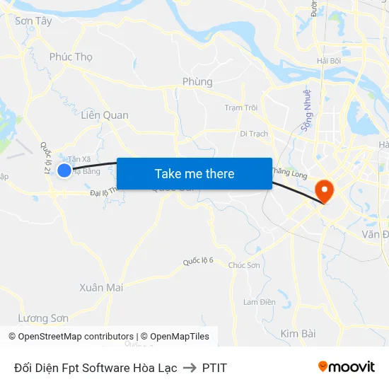 Đối Diện Fpt Software Hòa Lạc to PTIT map