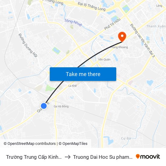 Trường Trung Cấp Kinh Tế - Tài Chính Hà Nội to Truong Dai Hoc Su pham nghe thuat trung uong map