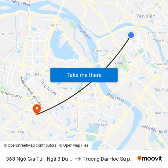 368 Ngô Gia Tự - Ngã 3 Đường Vào Công An Quận Long Biên to Truong Dai Hoc Su pham nghe thuat trung uong map