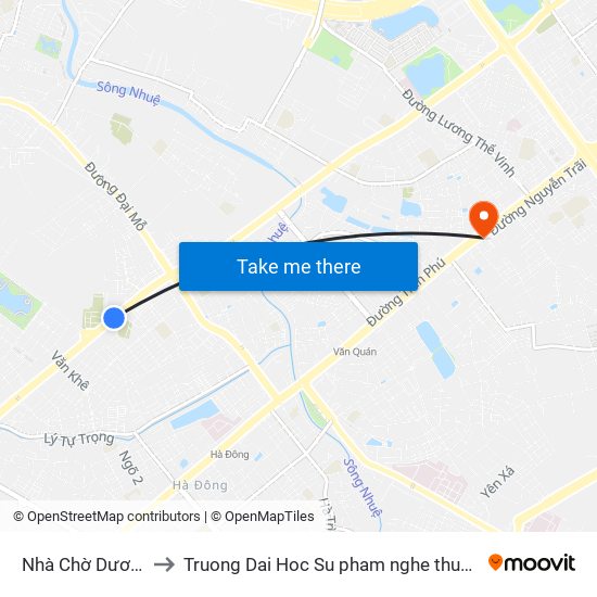 Nhà Chờ Dương Nội to Truong Dai Hoc Su pham nghe thuat trung uong map