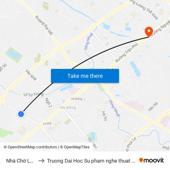 Nhà Chờ La Khê to Truong Dai Hoc Su pham nghe thuat trung uong map