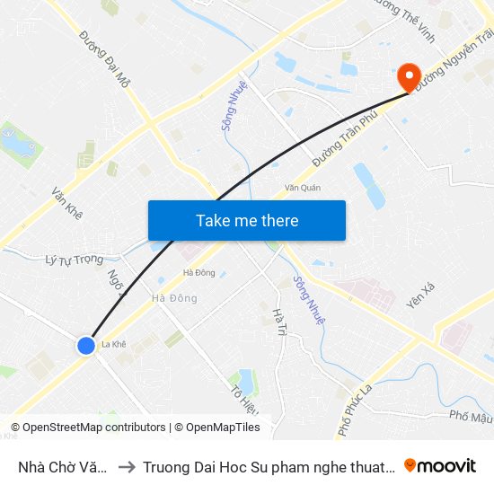 Nhà Chờ Văn Phú to Truong Dai Hoc Su pham nghe thuat trung uong map