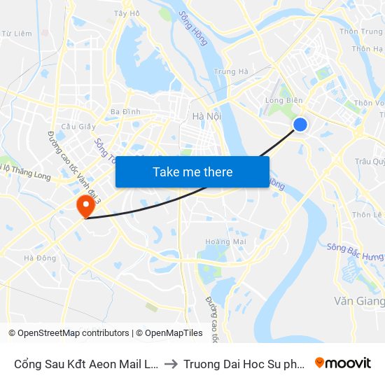 Cổng Sau Kđt Aeon Mail Long Biên - Đường Nội Bộ Kđt to Truong Dai Hoc Su pham nghe thuat trung uong map