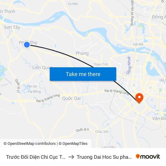 Trước Đối Diện Chi Cục Thuế Huyện Phúc Thọ 15m to Truong Dai Hoc Su pham nghe thuat trung uong map