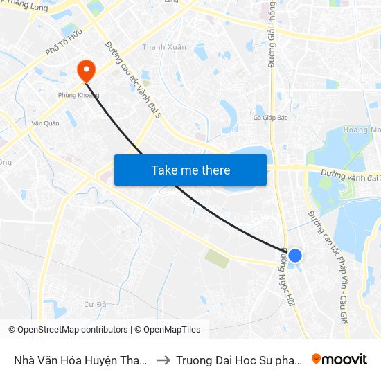 Nhà Văn Hóa Huyện Thanh Trì - Ngõ 405 Ngọc Hồi to Truong Dai Hoc Su pham nghe thuat trung uong map