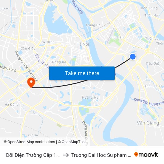 Đối Diện Trường Cấp 1a Thạch Bàn-Cổ Linh to Truong Dai Hoc Su pham nghe thuat trung uong map