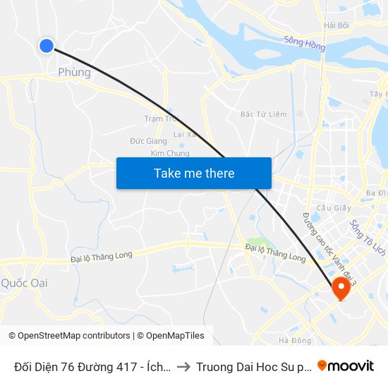 Đối Diện 76 Đường 417 - Ích Vượng - Phương Đình - Đan Phượng to Truong Dai Hoc Su pham nghe thuat trung uong map