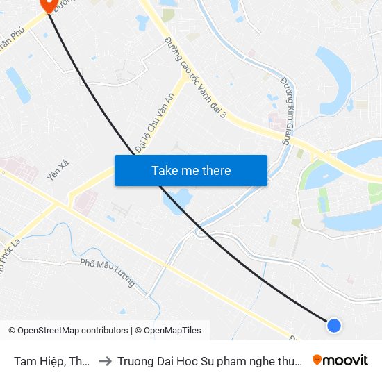 Tam Hiệp, Thanh Trì to Truong Dai Hoc Su pham nghe thuat trung uong map