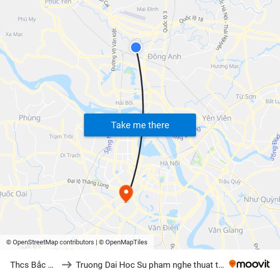 Thcs Bắc Hồng to Truong Dai Hoc Su pham nghe thuat trung uong map