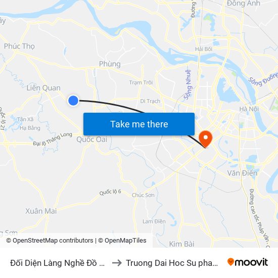 Đối Diện Làng Nghề Đồ Gỗ Mỹ Nghệ Thạch Thất to Truong Dai Hoc Su pham nghe thuat trung uong map