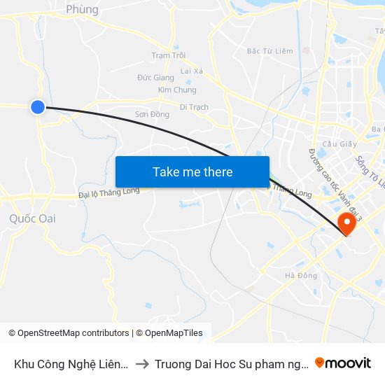 Khu Công Nghệ Liên Hiệp Phúc Thọ to Truong Dai Hoc Su pham nghe thuat trung uong map