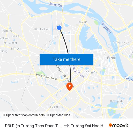 Đối Diện Trường Thcs Đoàn Thị Điểm to Trường Đai Học Hà Nội map