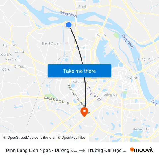 Đình Làng Liên Ngạc - Đường Đông Ngạc to Trường Đai Học Hà Nội map
