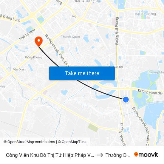 Công Viên Khu Đô Thị Tứ Hiệp Pháp Vân (Đối Diện Tòa Nhà Nơ 3) - Trần Thủ Độ to Trường Đai Học Hà Nội map