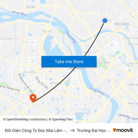 Đối Diện Công Ty Đúc Mai Lâm - Quốc Lộ 3 to Trường Đai Học Hà Nội map