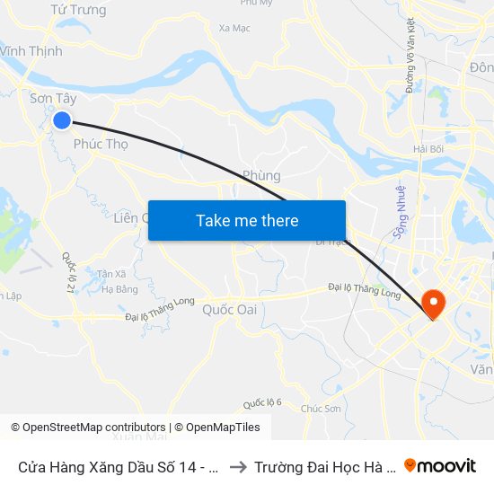 Cửa Hàng Xăng Dầu Số 14 - Ql32 to Trường Đai Học Hà Nội map