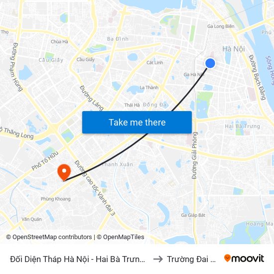 Đối Diện Tháp Hà Nội - Hai Bà Trưng (Cạnh 56 Hai Bà Trưng) to Trường Đai Học Hà Nội map