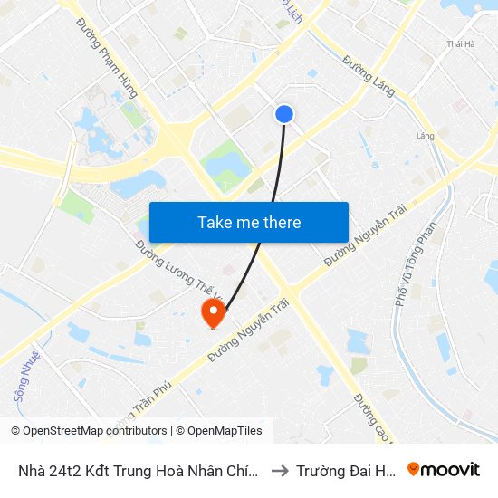 Nhà 24t2 Kđt Trung Hoà Nhân Chính - Hoàng Đạo Thúy to Trường Đai Học Hà Nội map