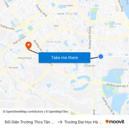 Đối Diện Trường Thcs Tân Mai to Trường Đai Học Hà Nội map