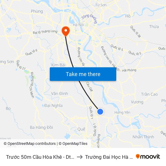 Trước 50m Cầu Hòa Khê - Dt428 to Trường Đai Học Hà Nội map