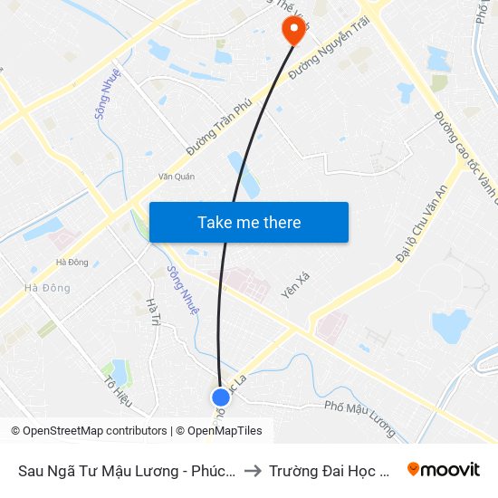 Sau Ngã Tư Mậu Lương - Phúc La 50m to Trường Đai Học Hà Nội map