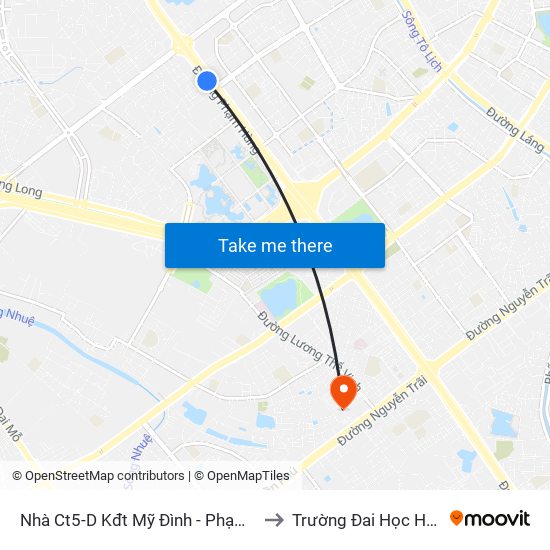 Nhà Ct5-D Kđt Mỹ Đình - Phạm Hùng to Trường Đai Học Hà Nội map