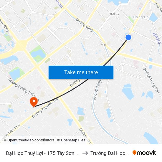 Đại Học Thuỷ Lợi - 175 Tây Sơn (Cột Trước) to Trường Đai Học Hà Nội map