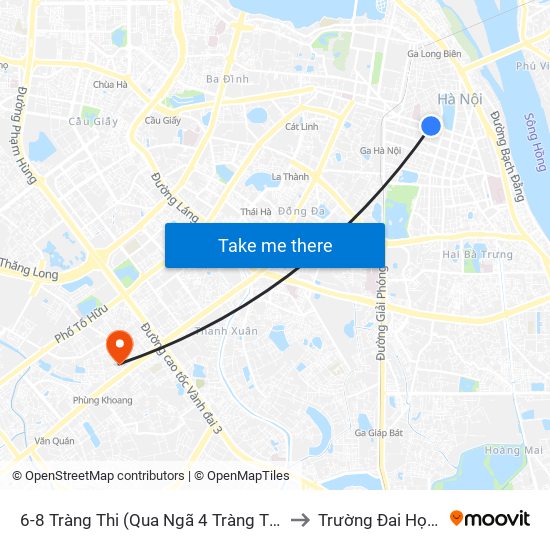 6-8 Tràng Thi (Qua Ngã 4 Tràng Thi - Lý Quốc Sư) to Trường Đai Học Hà Nội map