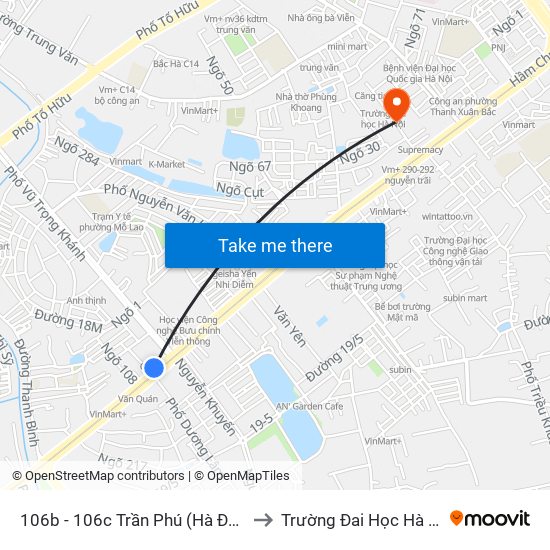 106b - 106c Trần Phú (Hà Đông) to Trường Đai Học Hà Nội map