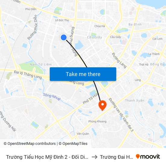 Trường Tiểu Học Mỹ Đình 2 - Đối Diện 216 Đường Mỹ Đình to Trường Đai Học Hà Nội map