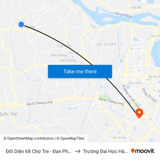 Đối Diện 68 Chợ Tre - Đan Phượng to Trường Đai Học Hà Nội map