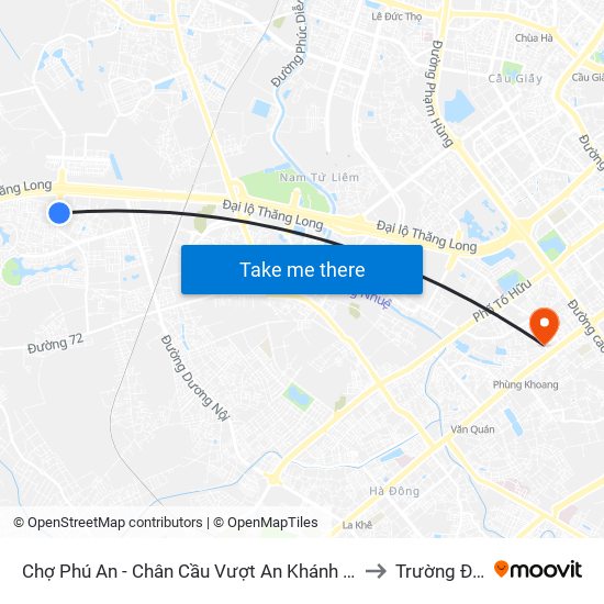 Chợ Phú An - Chân Cầu Vượt An Khánh (Đối Diện Số Nhà 24 Chân Cầu Vượt An Khánh) to Trường Đai Học Hà Nội map