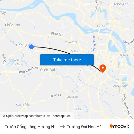 Trước Cổng Làng Hương Ngải to Trường Đai Học Hà Nội map