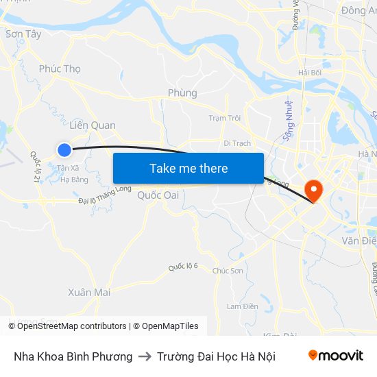 Nha Khoa Bình Phương to Trường Đai Học Hà Nội map