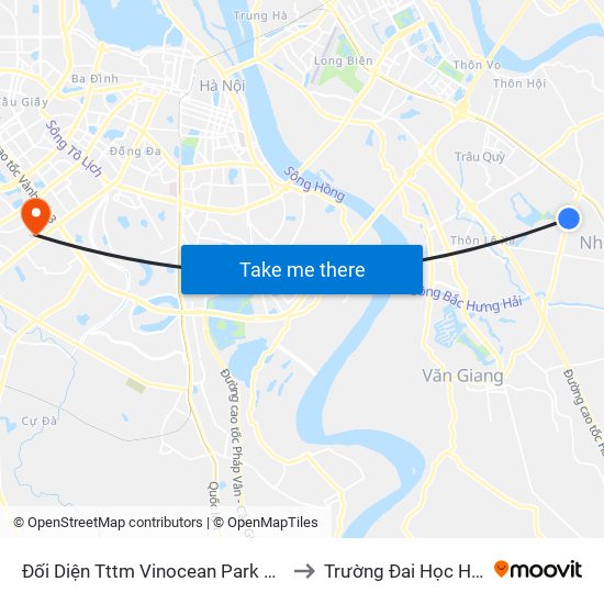 Đối Diện Tttm Vinocean Park Gia Lâm to Trường Đai Học Hà Nội map