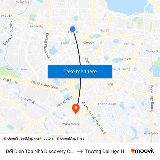 Đối Diện Tòa Nhà Discovery Complex to Trường Đai Học Hà Nội map