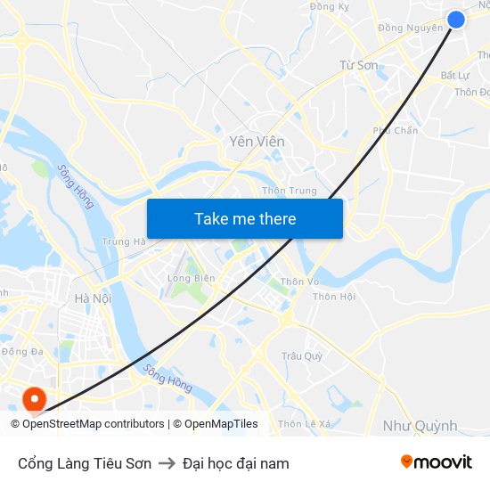 Cổng Làng Tiêu Sơn to Đại học đại nam map