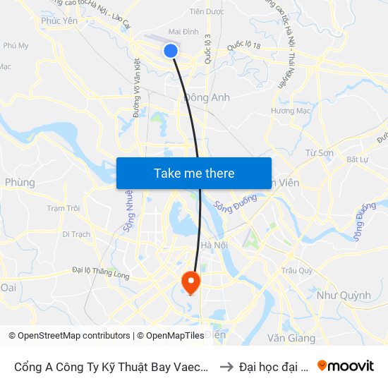 Cổng A Công Ty Kỹ Thuật Bay Vaeco Nội Bài to Đại học đại nam map