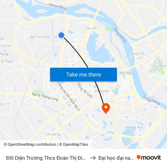 Đối Diện Trường Thcs Đoàn Thị Điểm to Đại học đại nam map