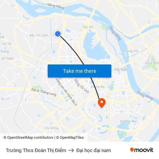 Trường Thcs Đoàn Thị Điểm to Đại học đại nam map