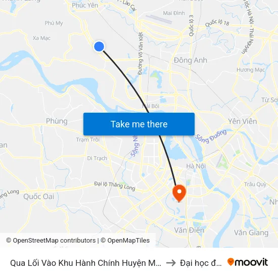 Qua Lối Vào Khu Hành Chính Huyện Mê Linh 100m - Ql23 to Đại học đại nam map
