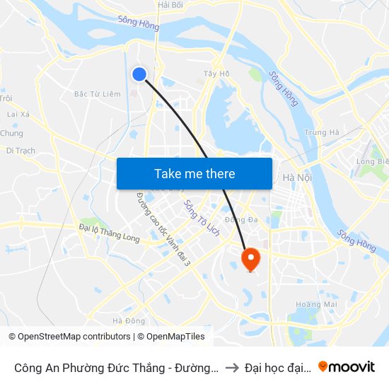 Công An Phường Đức Thắng - Đường Đông Ngạc to Đại học đại nam map