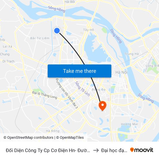 Đối Diện Công Ty Cp Cơ Điện Hn- Đường Đức Thắng to Đại học đại nam map