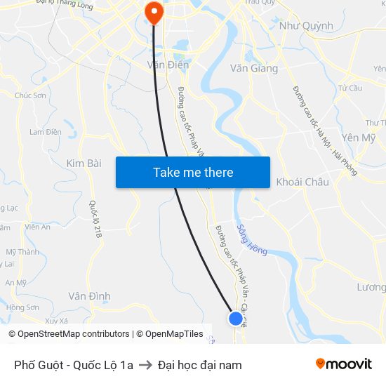 Phố Guột - Quốc Lộ 1a to Đại học đại nam map