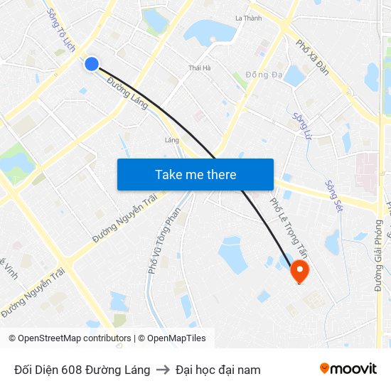 Đối Diện 608 Đường Láng to Đại học đại nam map