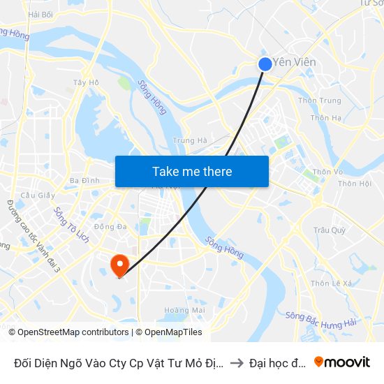 Đối Diện Ngõ Vào Cty Cp Vật Tư Mỏ Địa Chất - Quốc Lộ 3 to Đại học đại nam map