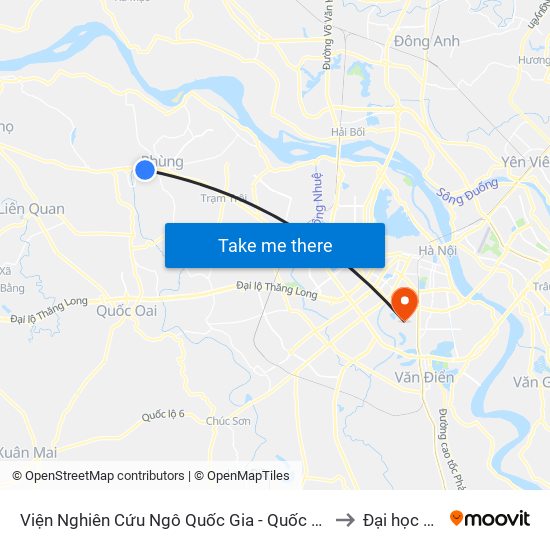 Viện Nghiên Cứu Ngô Quốc Gia - Quốc Lộ 32 (Cọc Tiêu H2/22) to Đại học đại nam map