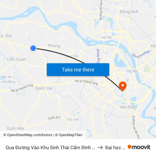 Qua Đường Vào Khu Sinh Thái Cẩm Đình Hiệp Thuận 100n - Quốc Lộ 32 to Đại học đại nam map