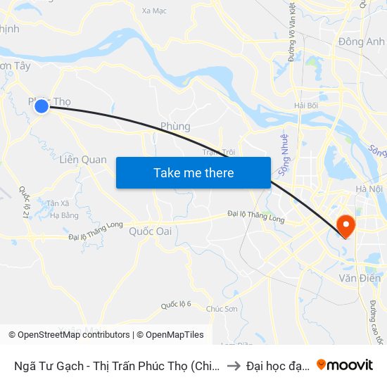 Ngã Tư Gạch - Thị Trấn Phúc Thọ (Chiều Đi Sơn Tây) to Đại học đại nam map