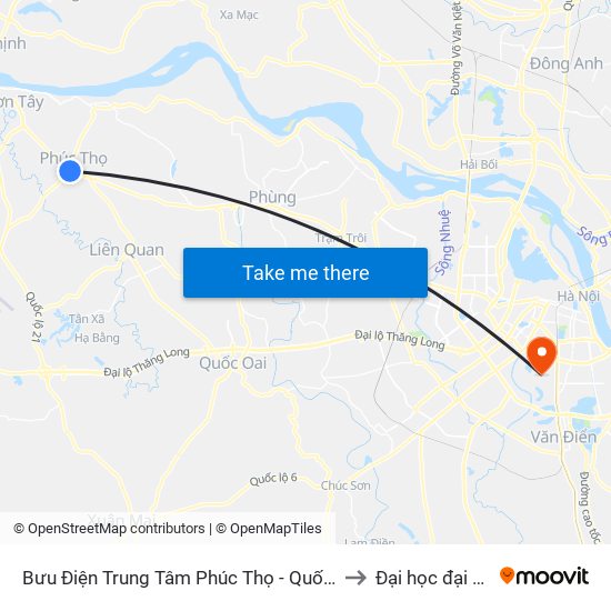 Bưu Điện Trung Tâm Phúc Thọ - Quốc Lộ 32 to Đại học đại nam map